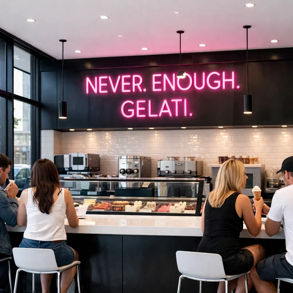 Inside Gelavita in the Heights in Billings Montana, serving Italian ice and protein packed ice cream.